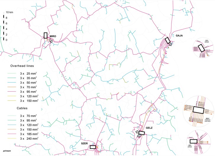 Network map showing of the construction level of the network